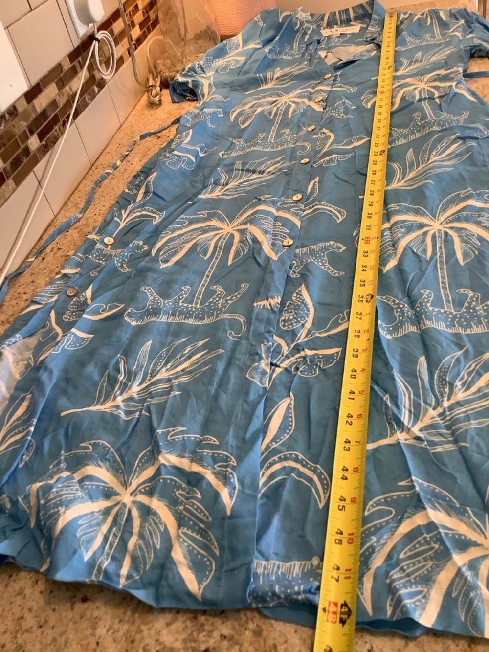 Jaxsea Hawaii Blue Tropical Button-Front Midi Dress Size XS - Picture 8 of 8